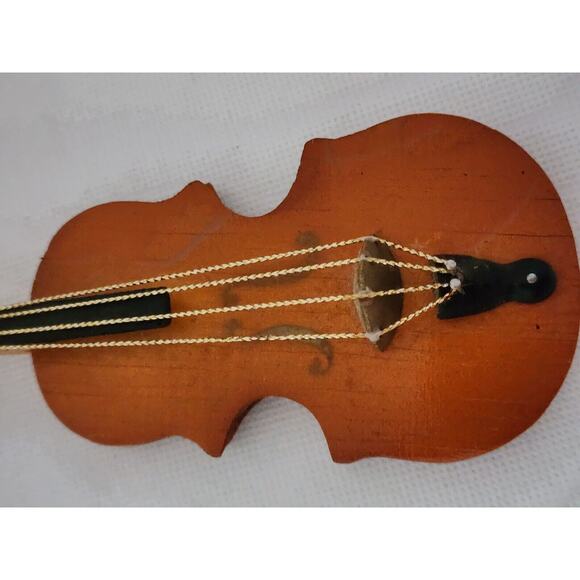 ORNAMENT/WALL HANGING-Wooden Cello-Gold Strings-Musical Instrument - Picture 6 of 11